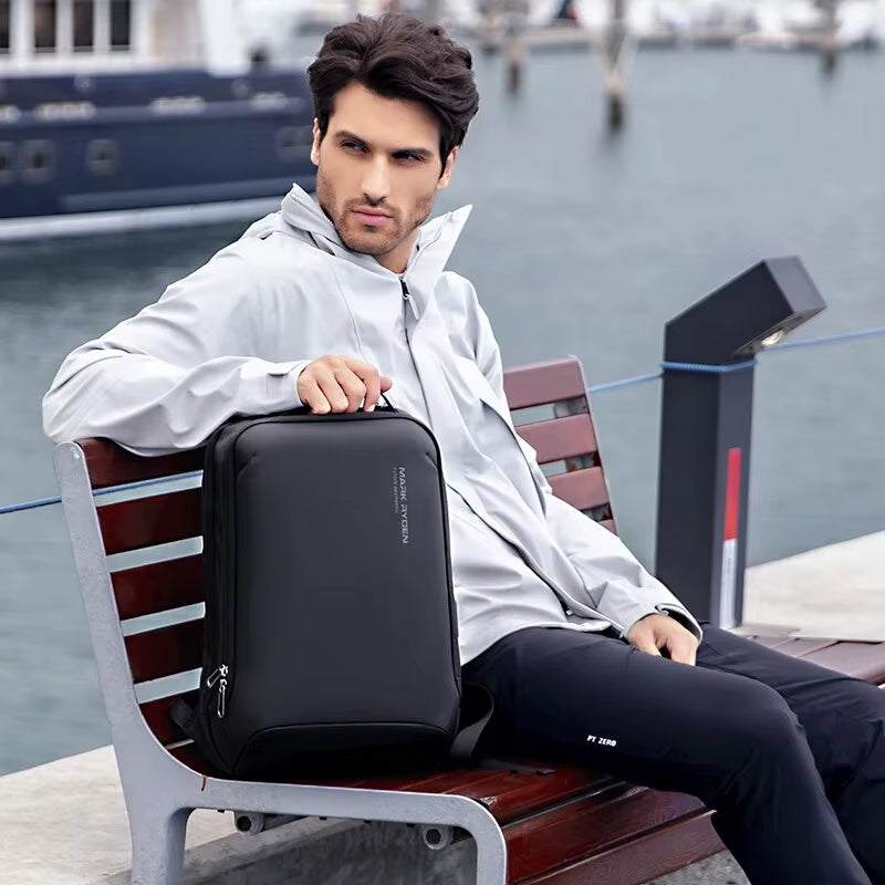 Slim Laptop Backpack for Men Business Minimalist Backpack YKK Zipper Scratch Resistant with USB