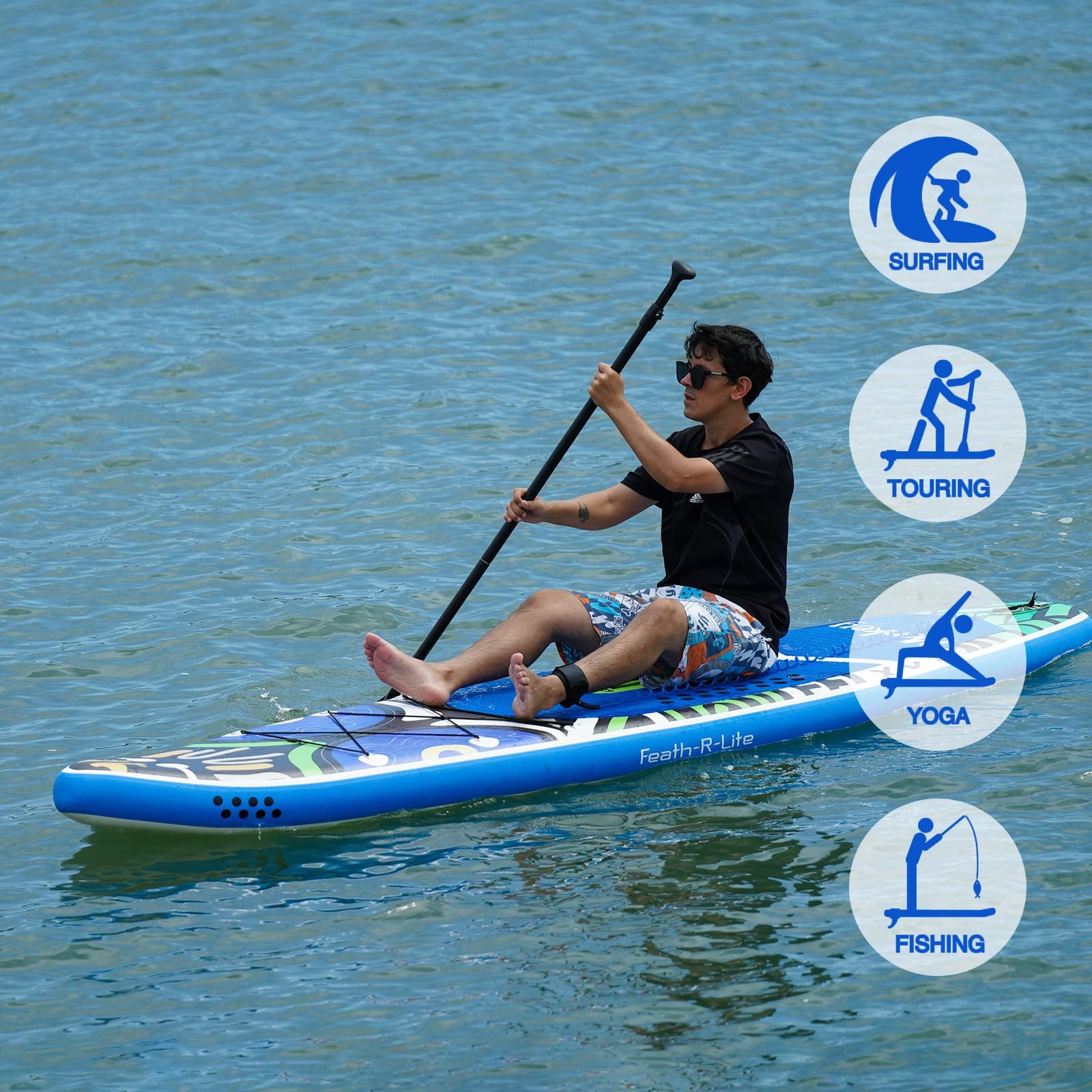 [UK Direct]  Inflatable Stand up Paddle Board Surfboard Complete Paddleboard Accessories Adjustable Paddle, Pump, ISUP Travel Backpack, Leash, Waterproof Bag, Adult Paddle Board SUPFR02A