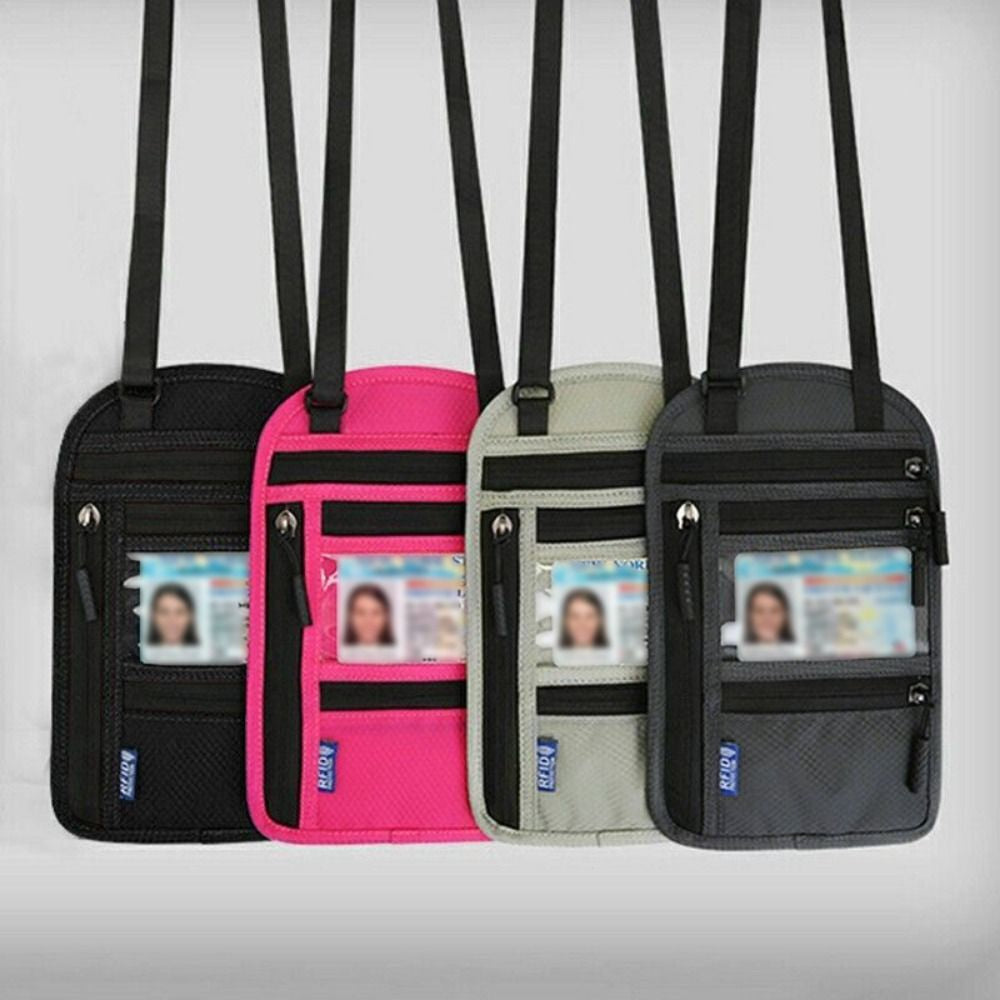 RFID Blocking Travel Body Wallet Passport Holder Neck Shoulder Document Bag Case
