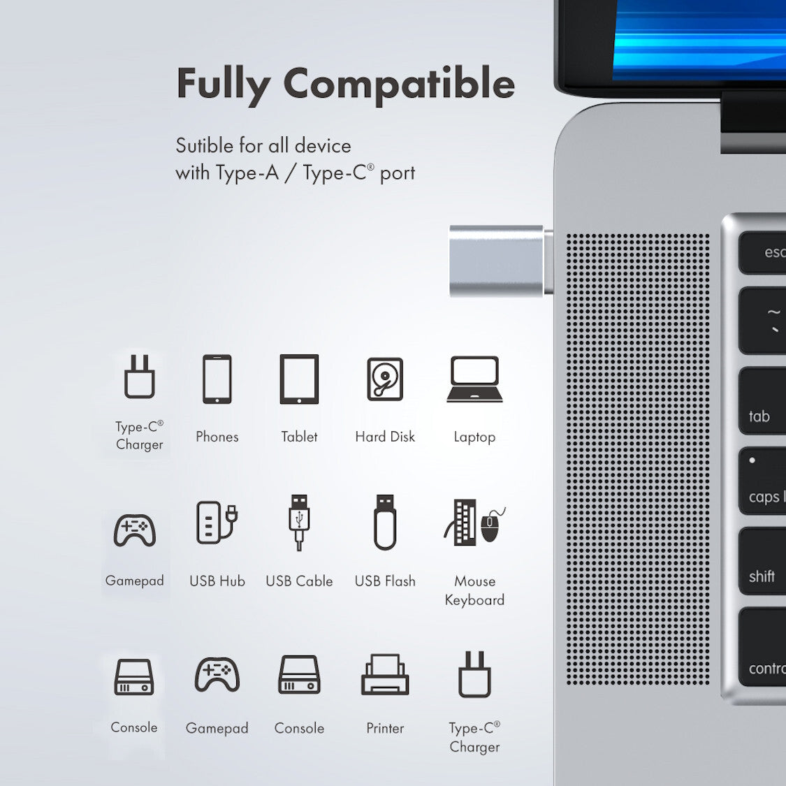 USB Type C Female to USB a Male Adapter Converter Charger for Iphone Android