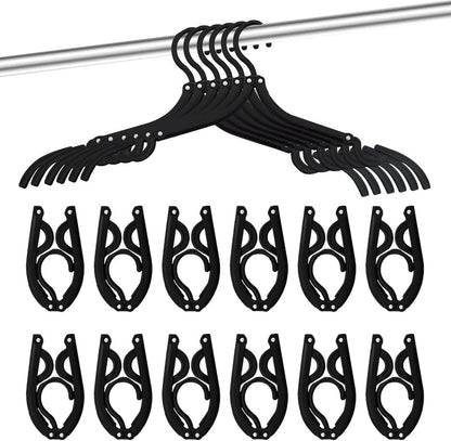 Neele 12Pcs Foldable Clothes Hangers for Traveling Black