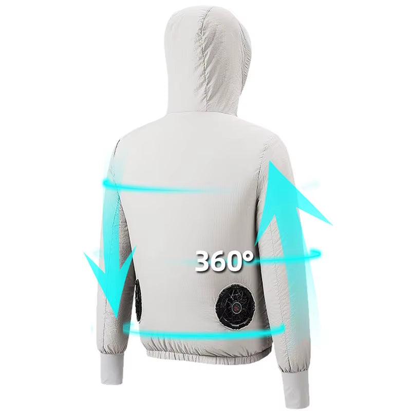 Summer Sunscreen Hooded Fan Clothes Cooling Vest Men Air Conditioning Clothes Women Fan Jacket Cycling Cooling Clothes to Hiking