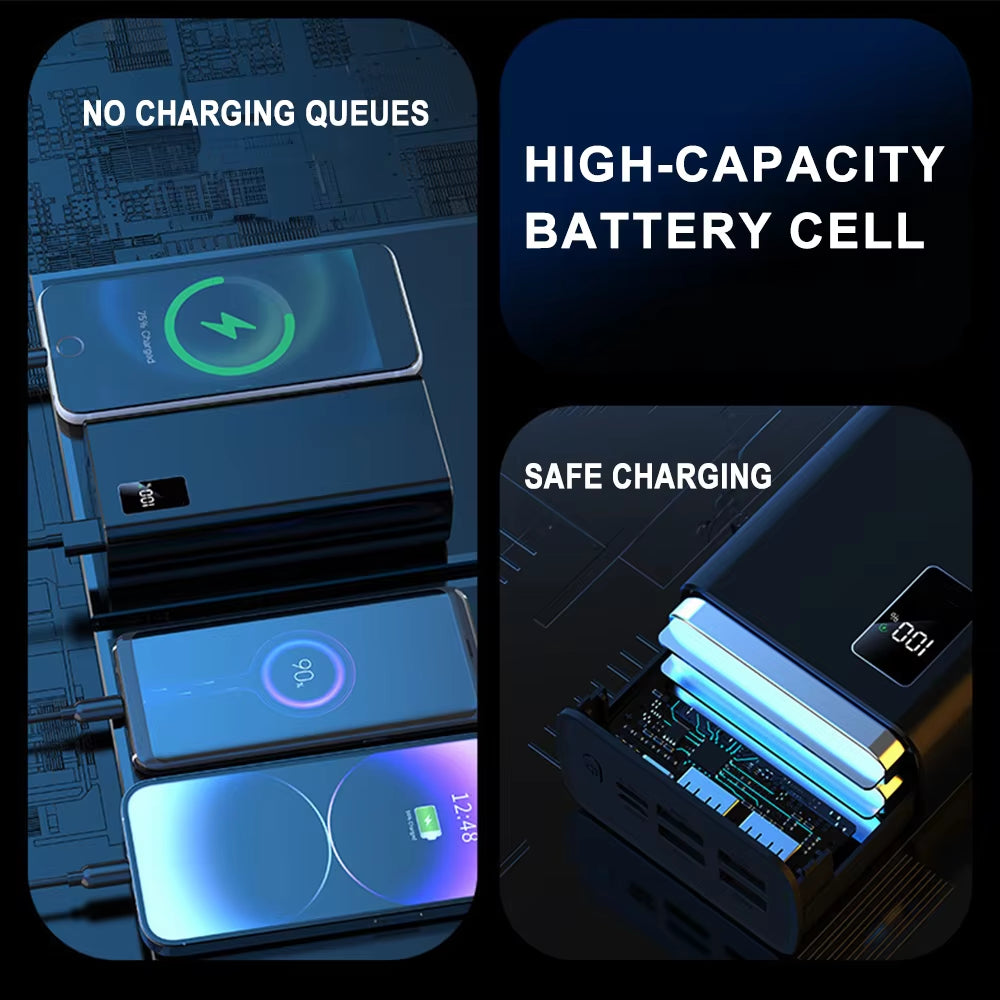 50000Mah Portable High Capacity Power Bank Fast Charging Powerbank Outdoor Travel with Digital Display Screen