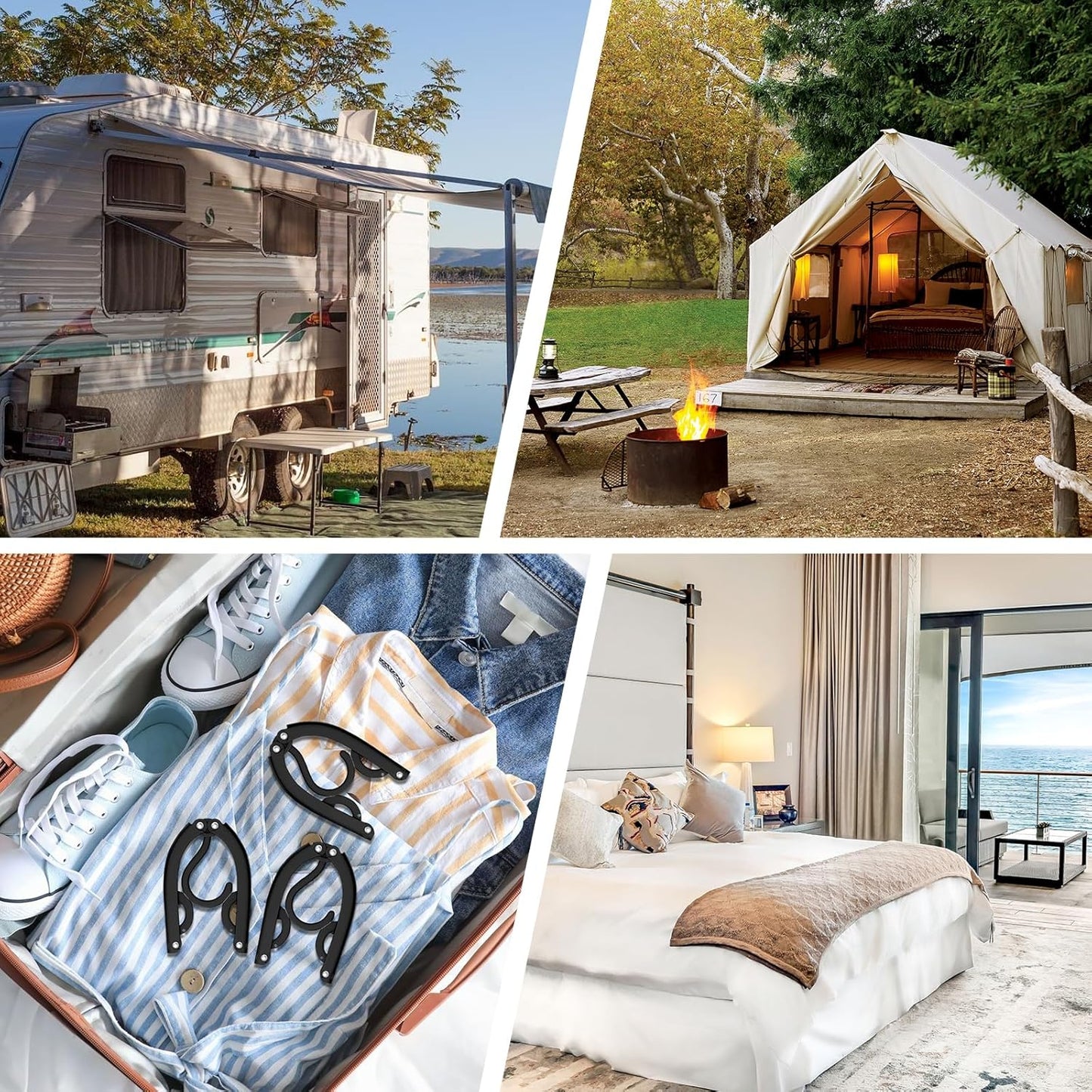 Neele 12Pcs Foldable Clothes Hangers for Traveling Black