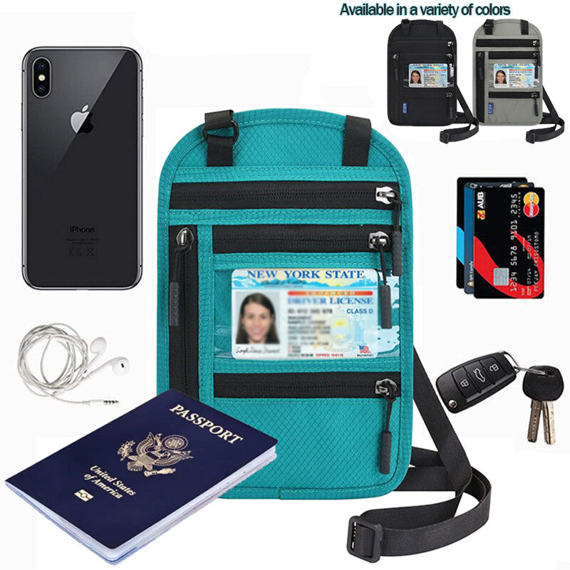 RFID Blocking Travel Body Wallet Passport Holder Neck Shoulder Document Bag Case