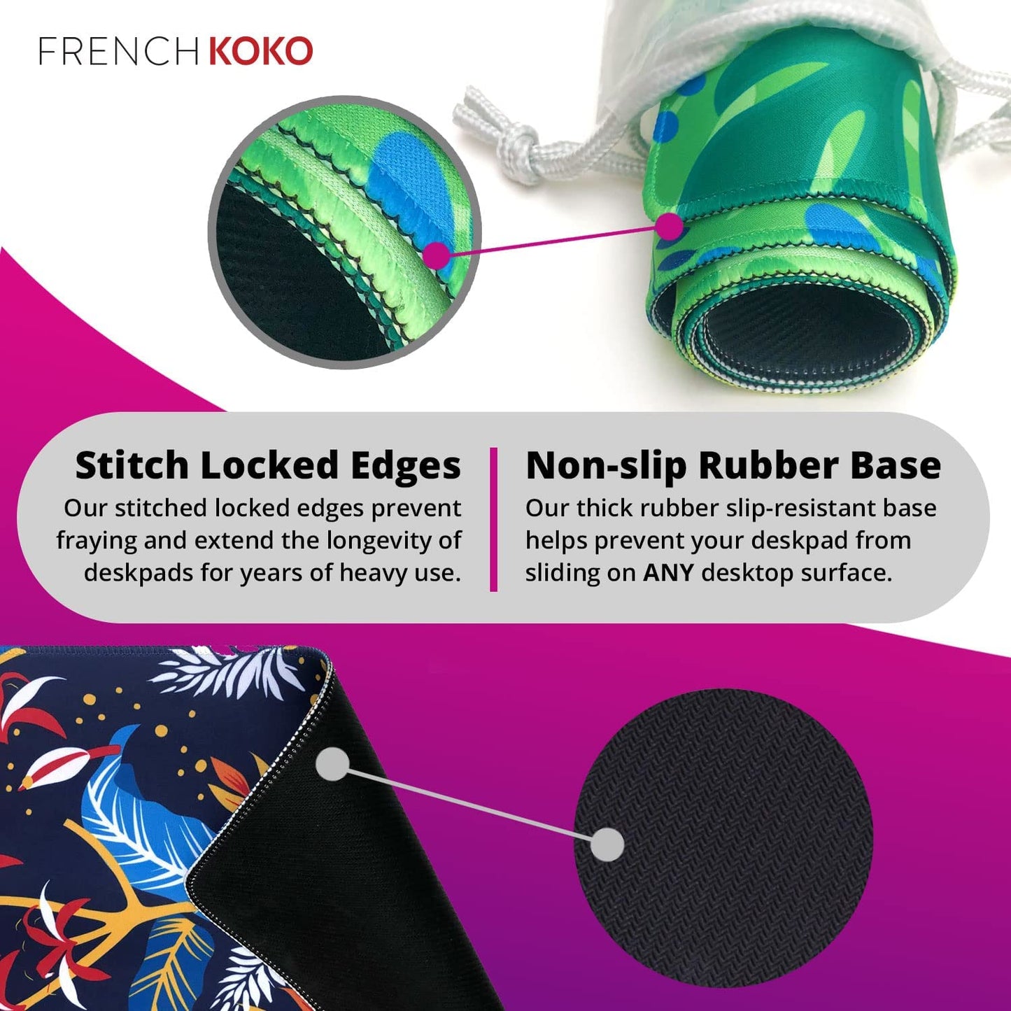 Large Mouse Pad Desk Mat Desk Pad Keyboard School Essentials Office Decor Big Extended Laptop Protector Computer Accessories Pretty Mousepad Women Girls Pink Flowers XL Gift