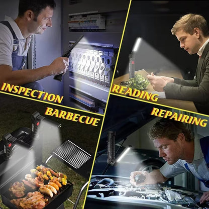 COB LED Work Light Dimmable USB Rechargeable LED Flashlight Inspection Lamp with Magnetic Hook Power Bank 18650 Battery Torch