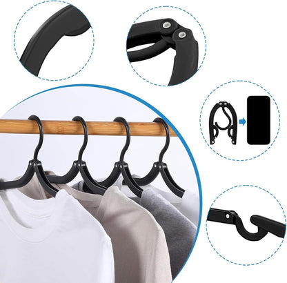 Neele 12Pcs Foldable Clothes Hangers for Traveling Black