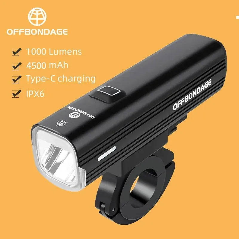 Bicycle Light 1000Lumen Bike Headlight Power Bank Flashlight Handlebar USB Charging MTB Road Highlight