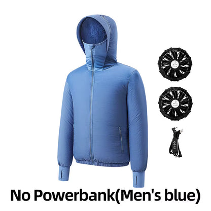 Summer Sunscreen Hooded Fan Clothes Cooling Vest Men Air Conditioning Clothes Women Fan Jacket Cycling Cooling Clothes to Hiking