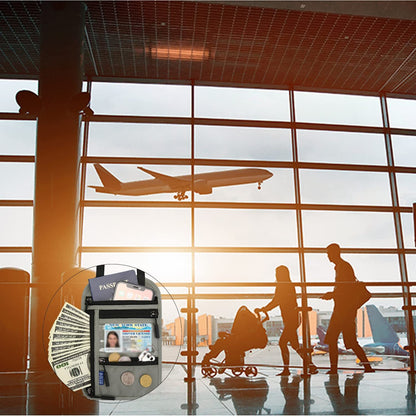 RFID Blocking Travel Body Wallet Passport Holder Neck Shoulder Document Bag Case