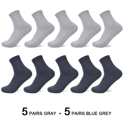 10 Pairs/Lot Men'S Bamboo Fiber Socks 2025 New Compression Autumn Long Black Business Casual Man Dress Sock Gift plus Size 42-45