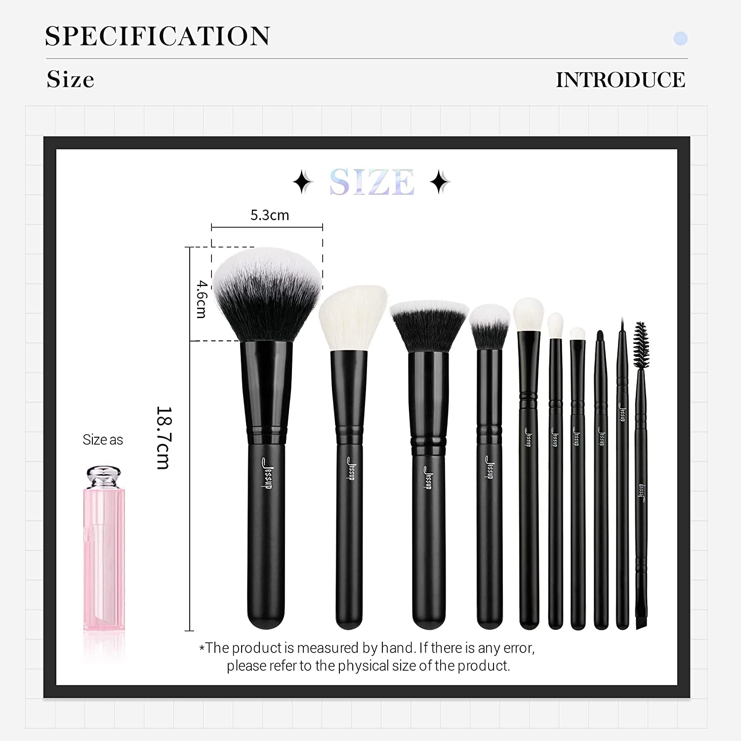 Makeup Brush Set 10Pcs Black Make up Brushes Set Professional with Natural Synthetic Hair for Foundation Blending Blush Concealer Eyeshadow Eyebrow Eyeliner, T323