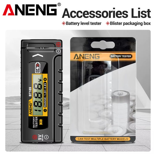 BT169 Digital Battery Testers Detector Multifunctional Quickly Measure Battery AA/AAA/C/D/9V/1.5V Button Cell Measurement