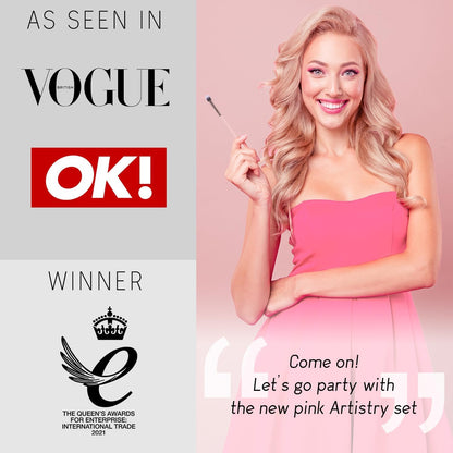 Beauty Pink Makeup Brushes - 15-Piece Award Winning Pink Makeup Brush Set with Case, Blending Sponge, Brush Cleaner, Guide, Gift Box