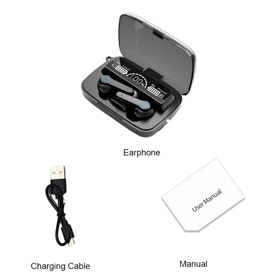 M19 Bluetooth Headset Wireless Tws Gaming Support Noise-Cancelling Touch In-Ear Mini Emergency Power Bank Headset