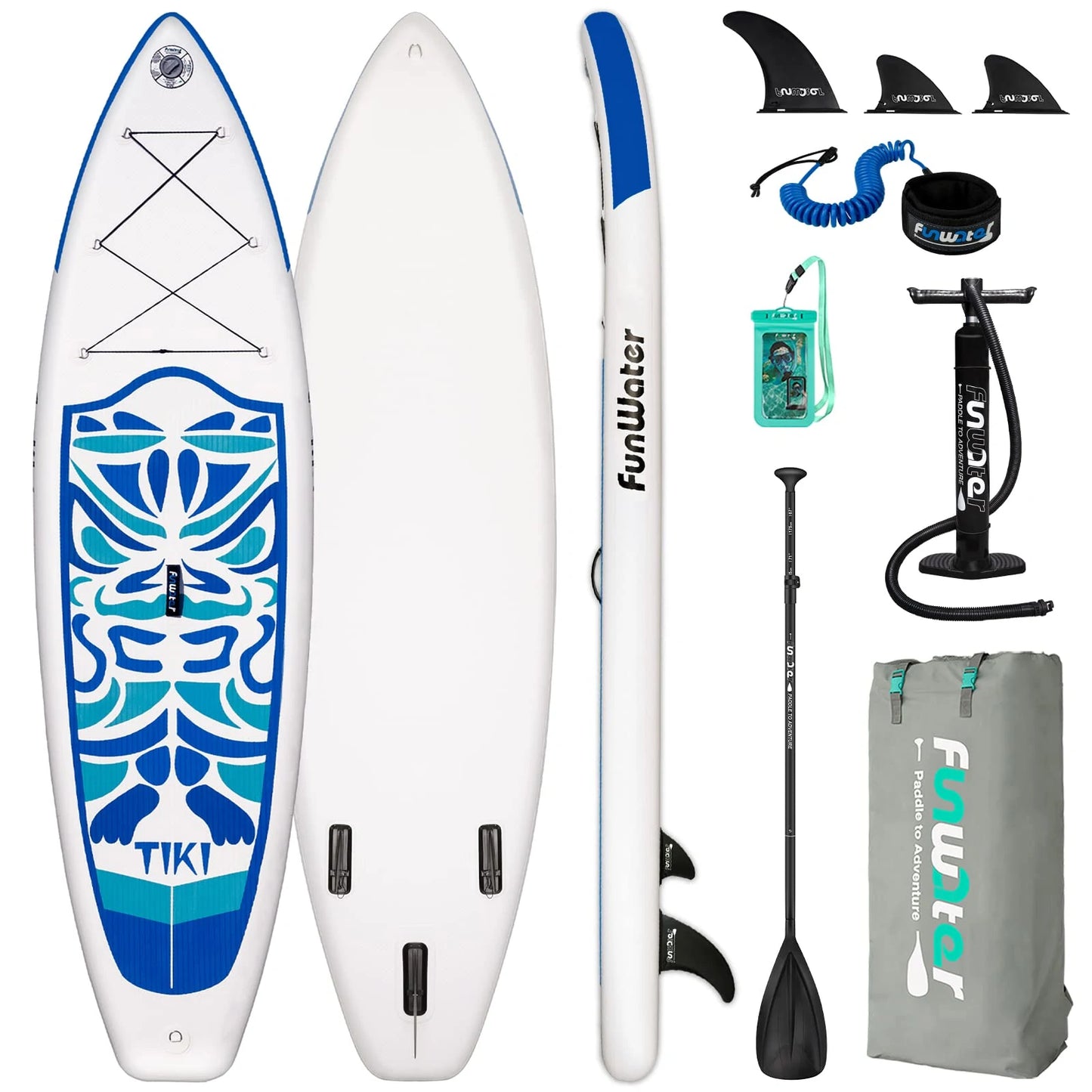 [UK Direct]  Inflatable Ultra-Light (17.6Lbs) Stand up Surfboard for All Skill Levels Everything Included with Stand up Paddle Board, Adj Paddle, Pump, ISUP Travel Backpack, Leash, Waterproof Bag SUPFW02A