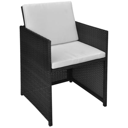 NNEVL 3 Piece Bistro Set Poly Rattan and Acacia Wood Black
