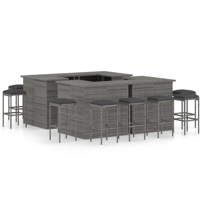 NNEVL 16 Piece Garden Bar Set with Cushions Poly Rattan Grey