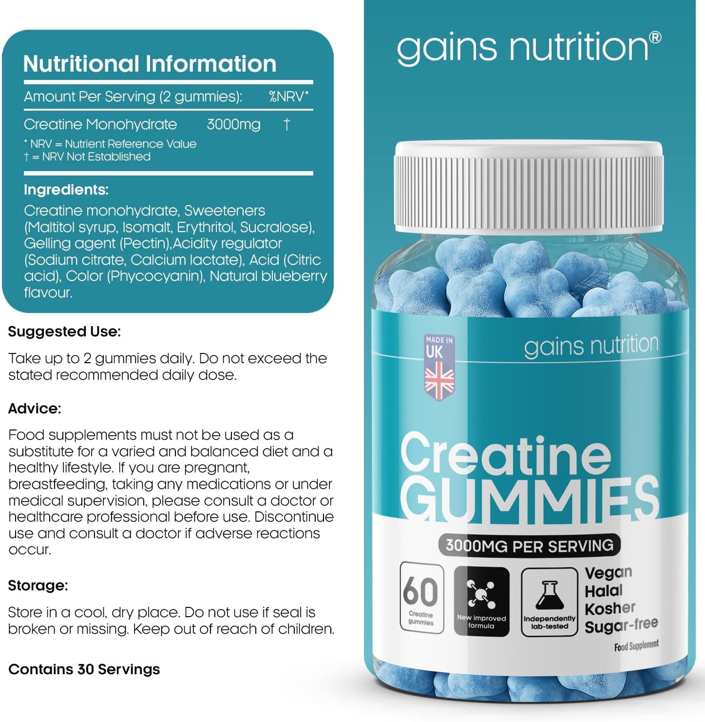 GN Creatine Gummies | 60 Chewable Creatine Gummies for Men & Women - 3000Mg Creatine-Monohydrate per Serving | Berry Flavour, Non-Gmo & Suitable for Vegans & Vegetarians