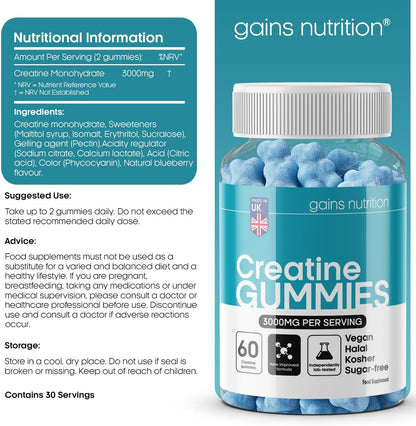 GN Creatine Gummies | 60 Chewable Creatine Gummies for Men & Women - 3000Mg Creatine-Monohydrate per Serving | Berry Flavour, Non-Gmo & Suitable for Vegans & Vegetarians