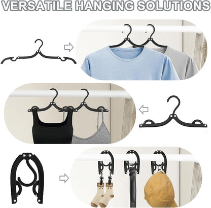 Neele 12Pcs Foldable Clothes Hangers for Traveling Black