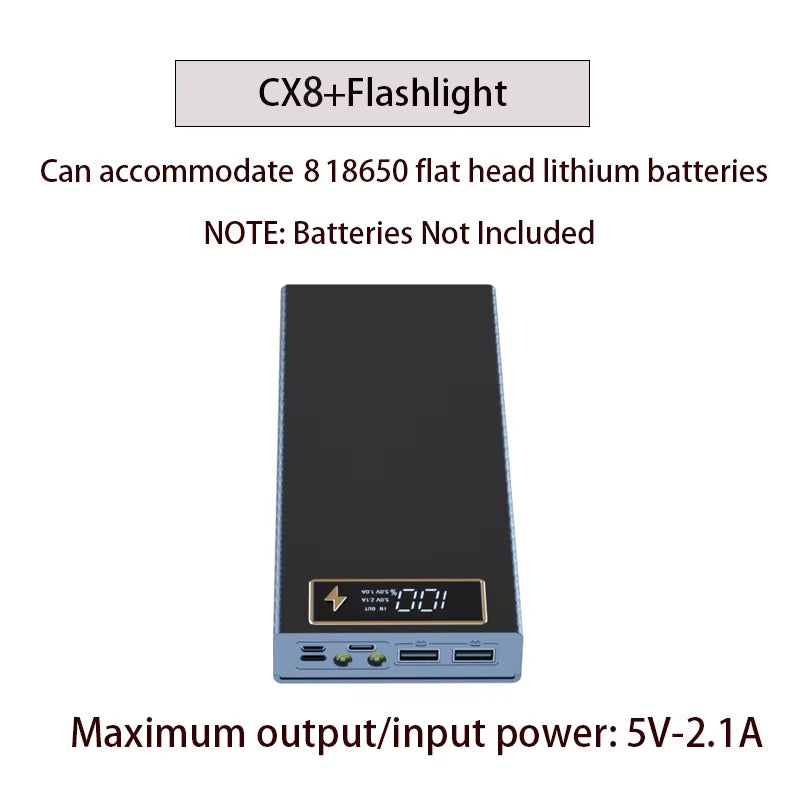 QC3.0 8X18650 Battery Power Bank Case Quick Charge Wireless Powerbank Phone Holder 18650 Battery Storage Box