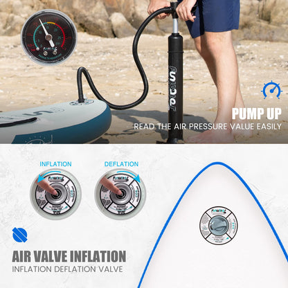 [UK Direct]  Inflatable Ultra-Light (17.6Lbs) Stand up Surfboard for All Skill Levels Everything Included with Stand up Paddle Board, Adj Paddle, Pump, ISUP Travel Backpack, Leash, Waterproof Bag SUPFW02A