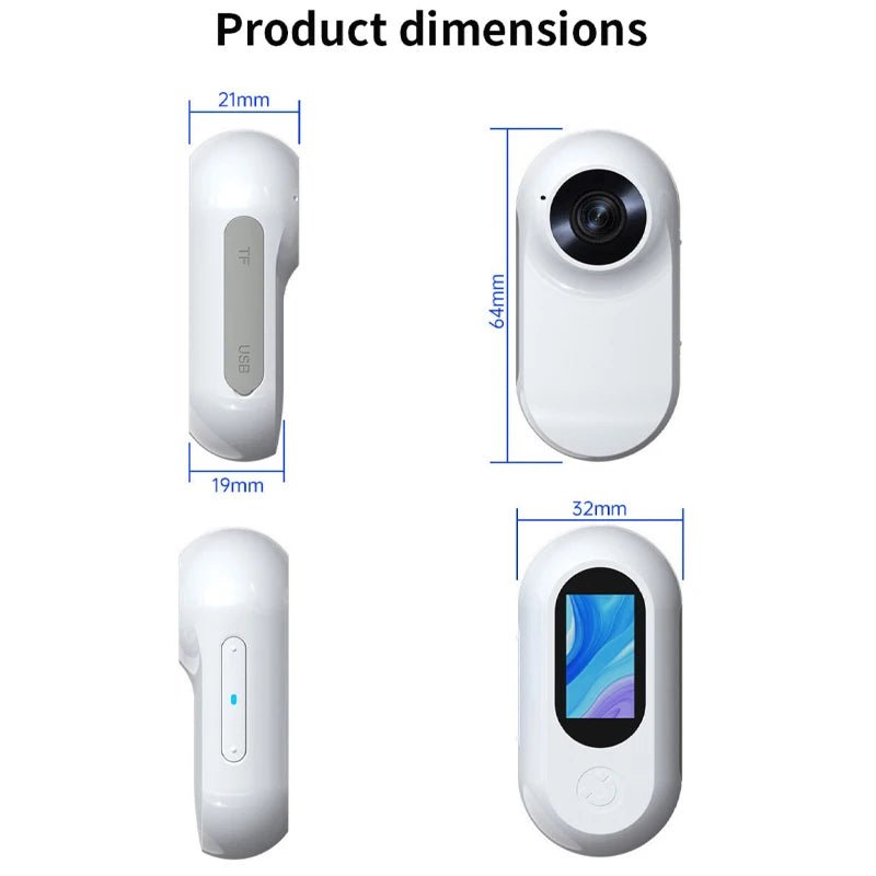 1080P Action Camera 1080P Portable Versatile Mount Anywhere for Travel Pets Ride Sport Vlog Mini Wireless Camera with Carry Box