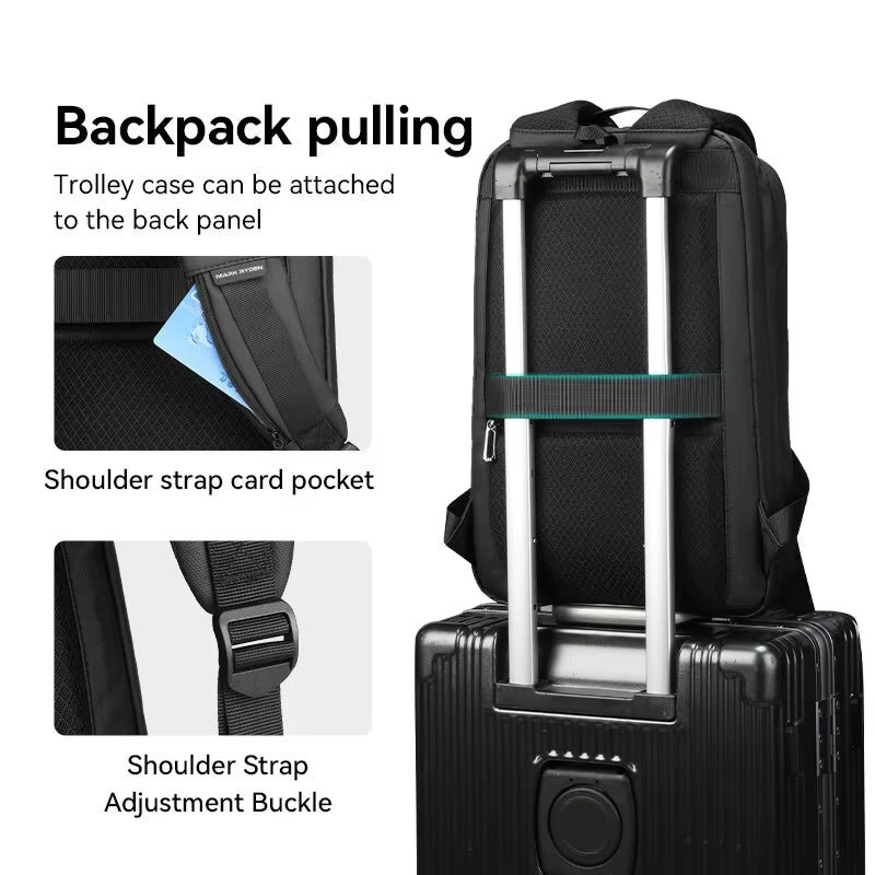 Slim Laptop Backpack for Men Business Minimalist Backpack YKK Zipper Scratch Resistant with USB