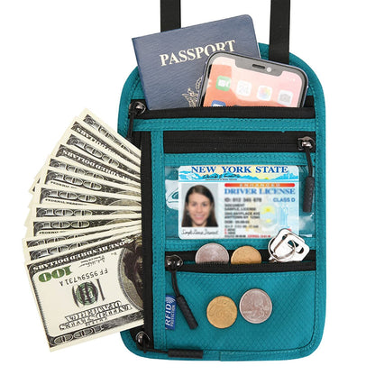 RFID Blocking Travel Body Wallet Passport Holder Neck Shoulder Document Bag Case