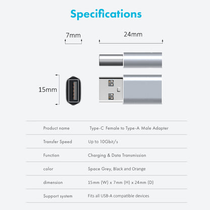 USB Type C Female to USB a Male Adapter Converter Charger for Iphone Android