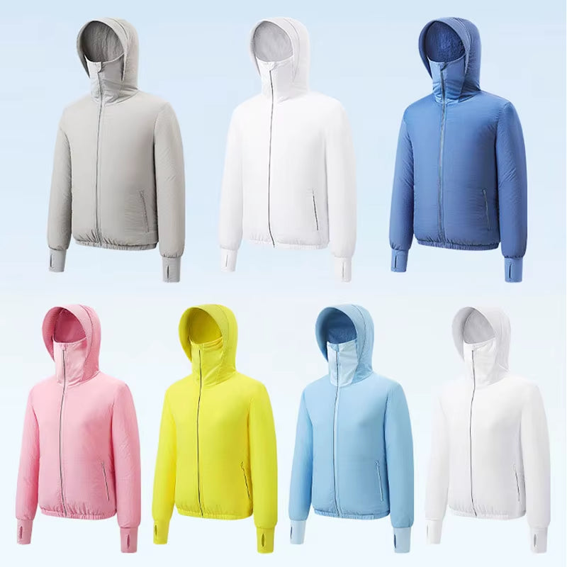Summer Sunscreen Hooded Fan Clothes Cooling Vest Men Air Conditioning Clothes Women Fan Jacket Cycling Cooling Clothes to Hiking