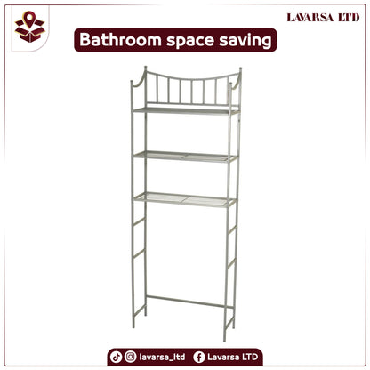 Bathroom Space Saving Over the Toilet Linen Tower Shelving Unit in Nickel Finish