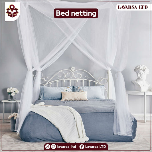 White 4-Post Bed Netting Mosquito Net for Canopy Beds - Fits size Full Queen and King