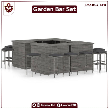 NNEVL 16 Piece Garden Bar Set with Cushions Poly Rattan Grey